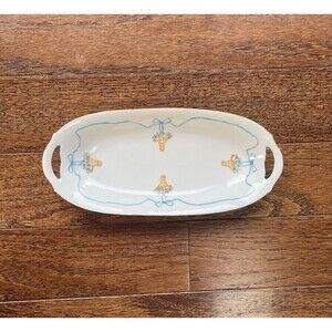 Antique KPM Berlin Porcelain Celery Serving Dish Plate Handpainted Basket Floral